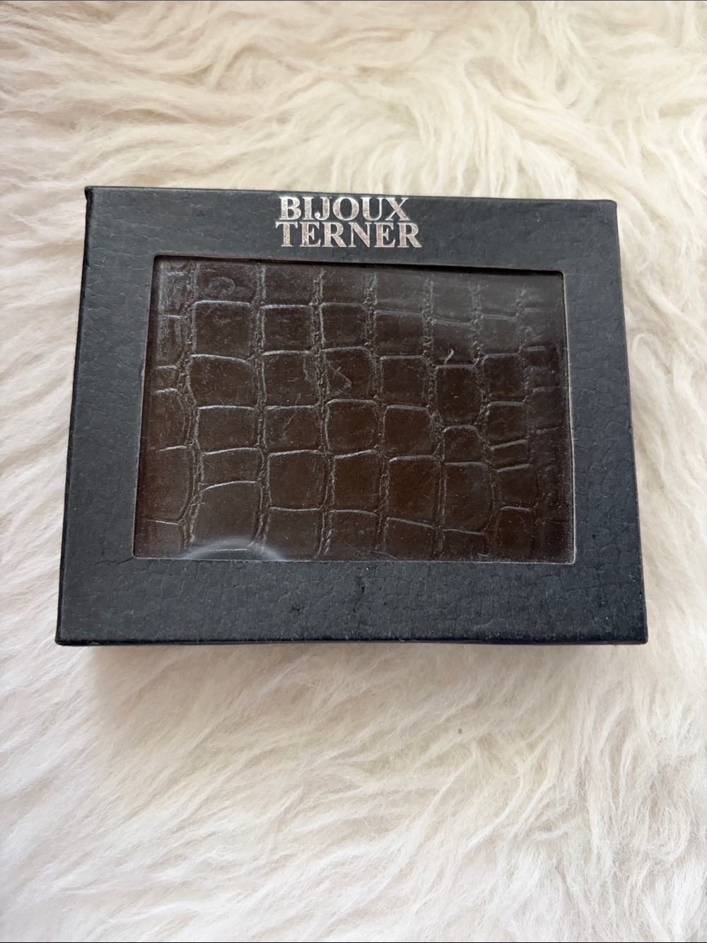 Vintage Bijoux Terner Men's Black Croc-Embossed Leather Bi-Fold Wallet NIB Y2K